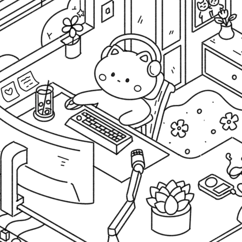 GGBubble mascot colouring line-art